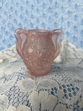 Pink Pressed Glass Decorative Vase, Toothpick Holder